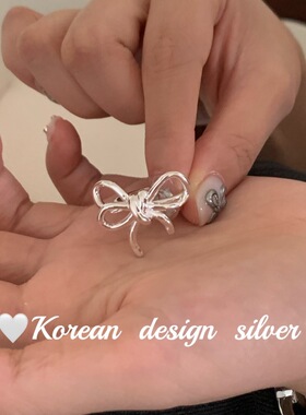 S925纯银蝴蝶结开口叠戴女戒
