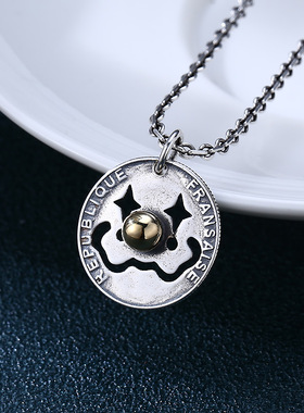 小众银饰男女款s925纯银链子挂坠时尚泰银吊坠小丑韩版个性吊牌