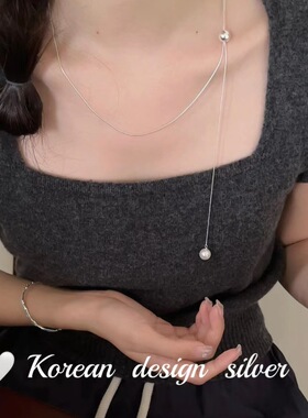S925纯银蛇骨珍珠锁骨链女款