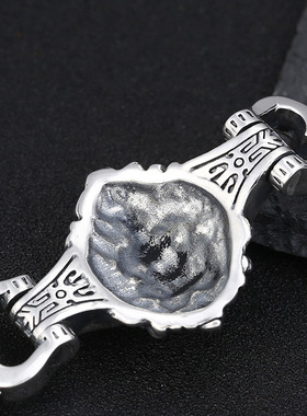 小众银饰s925纯银男士手链饰品复古泰银霸气狮子头手环手镯银饰品