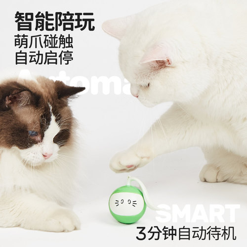 FOFOS两只福狸猫玩具逗猫棒自嗨解闷神器智能魔球电动逗猫玩具球 - 图2