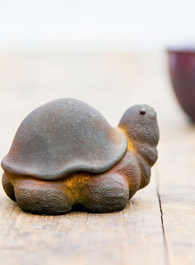 新中式创意呆萌小乌龟个性摆件书房饰品茶宠仿铸铁纯手工家居