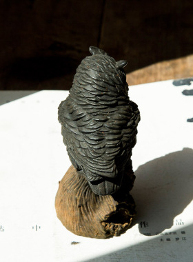 仿铸铁铁锈猫头鹰桌面小摆件书房小摆设手工雕塑创意装饰创意