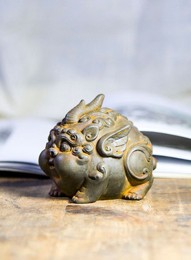 创意国风可爱招财貔貅纯手工装饰品桌面摆件古风造型
