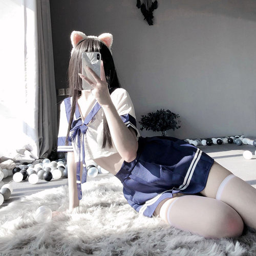 校服超短裙伪娘cos性感jk制服cd变装水手服女装大佬男洛丽塔套装_虎窝淘