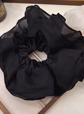 白色网纱褶皱发圈女今年流行漂亮