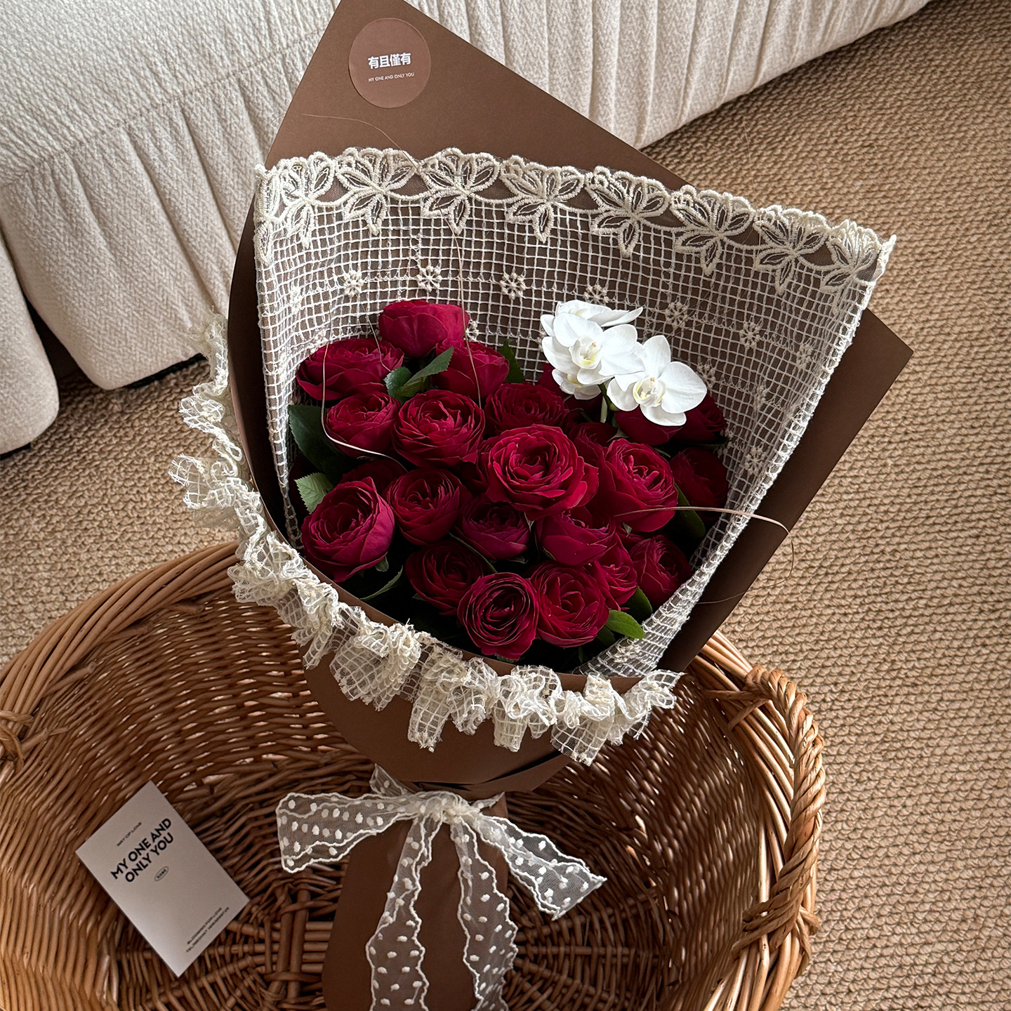 复古法式蕾丝花艺纱网创意布艺花束包装材料鲜花装饰花店DIY手工 - 图1