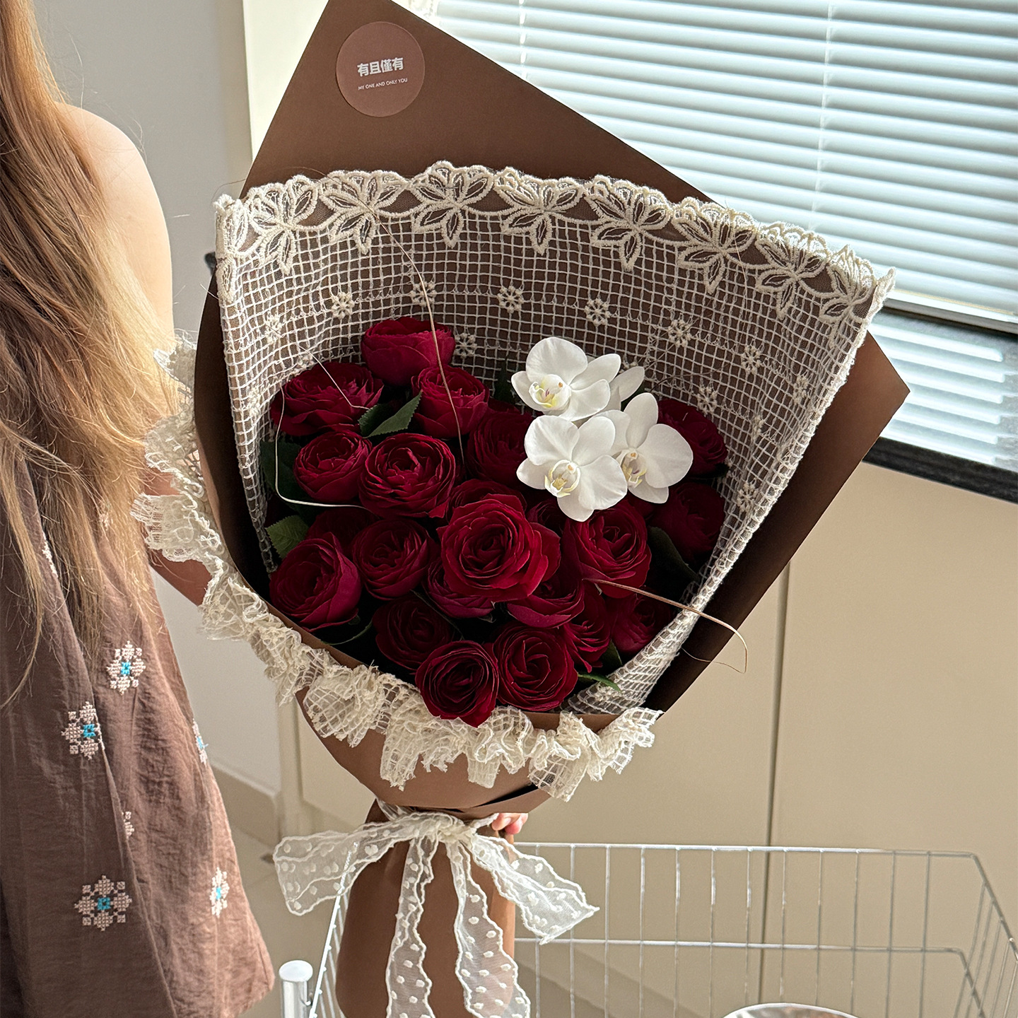 复古法式蕾丝花艺纱网创意布艺花束包装材料鲜花装饰花店DIY手工 - 图0