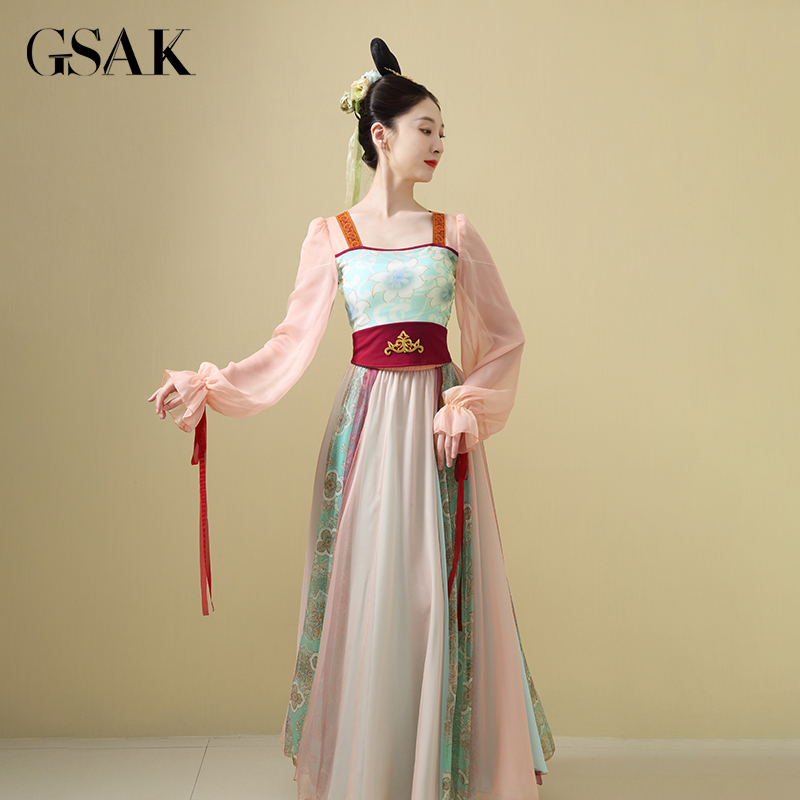 改良甜美修身套装撞色汉元素汉服 gsak汉服套装