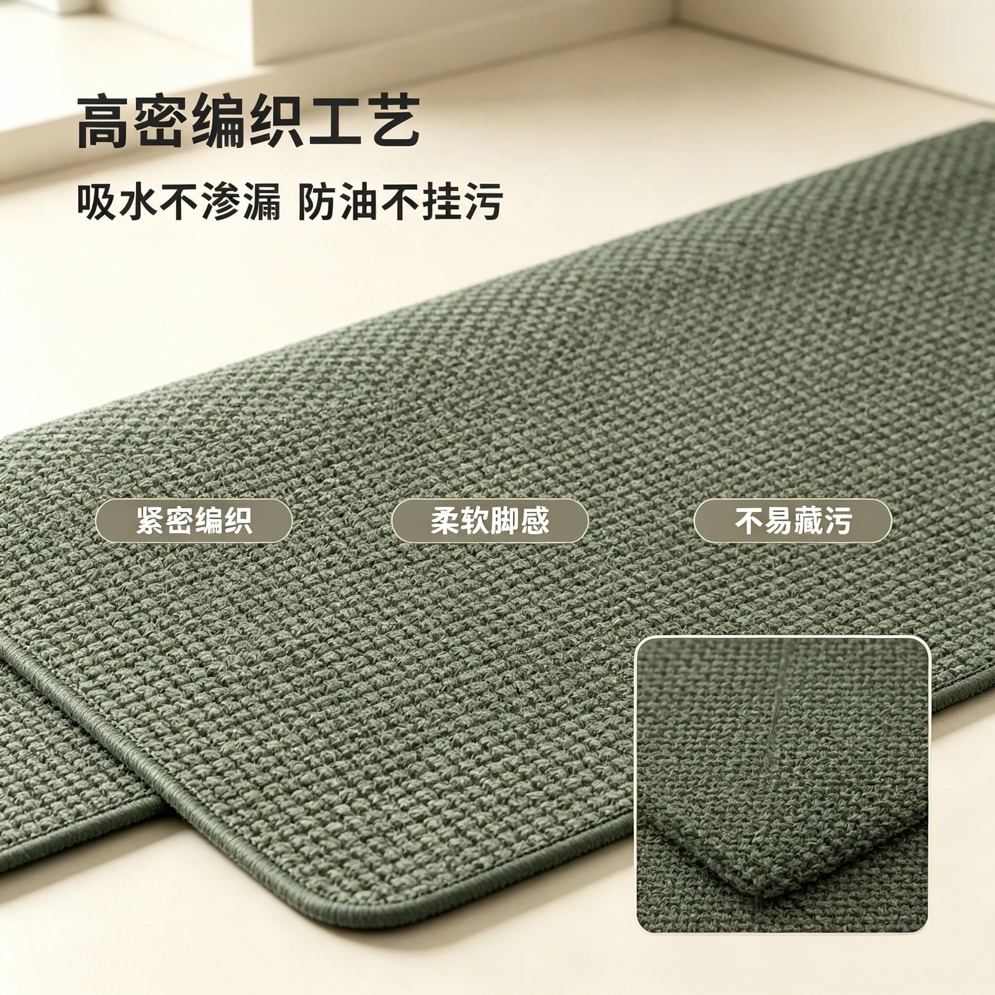 Thickened 2026 new imitation linen kitchen floor mat