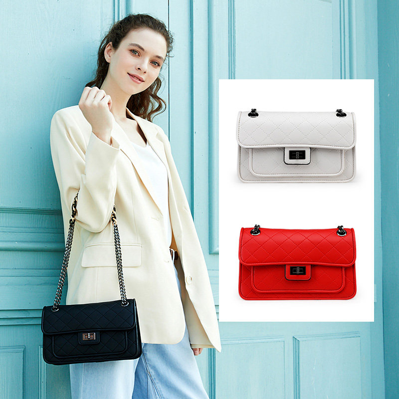 jeanswest 2020新款菱格单肩链条包 真维斯箱包女士包袋