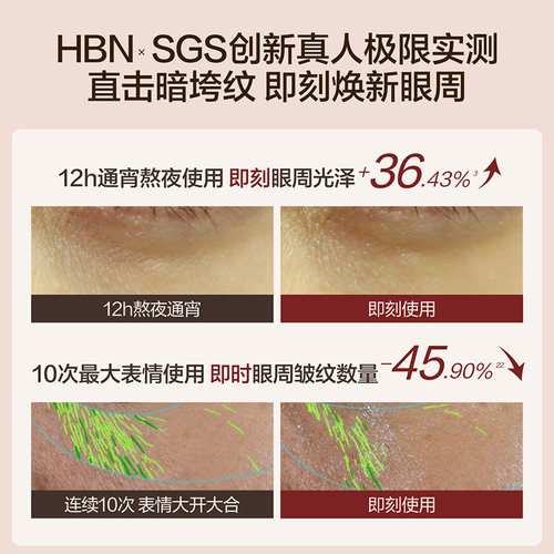 【七夕礼物】HBN咖啡因眼霜3.0淡纹提亮眼周抗皱紧致淡纹熬夜暗沉 - 图2