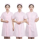 Униформа медсестры, розовая летняя одежда, комплект для работы, короткий рукав, круглый воротник, для салонов красоты