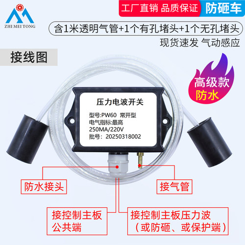 ZHIMEITONG道闸防砸压力电波开关道闸开关压力波胶条气囊防砸开关 - 图1