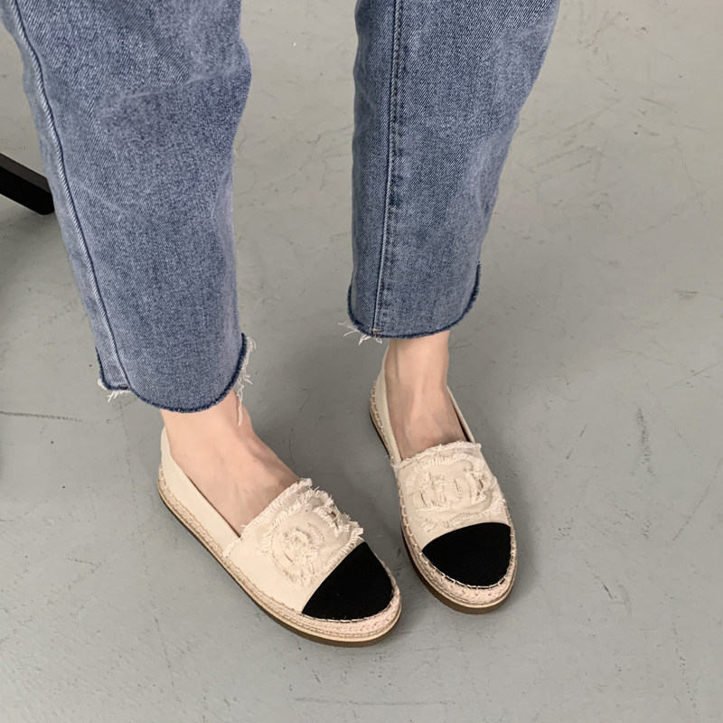 小香风渔夫鞋女厚底2024春季新款平底帆布鞋懒人草编一脚蹬乐福鞋,淘宝优惠券,粉丝福利购,淘宝优惠卷
