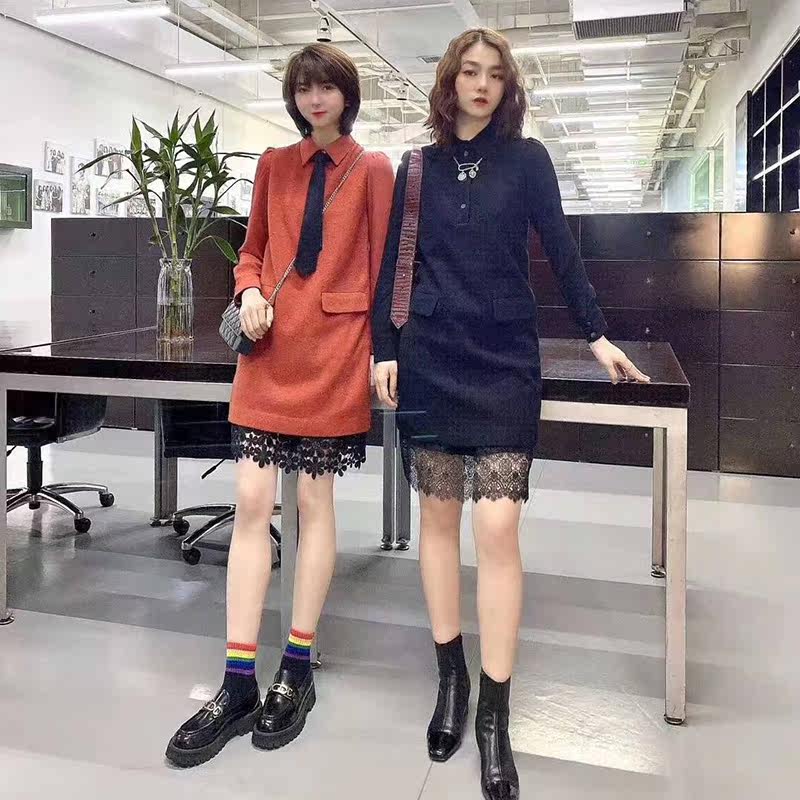 阿玛施旗舰店官网羊毛拼接连衣裙 简妍芙连衣裙