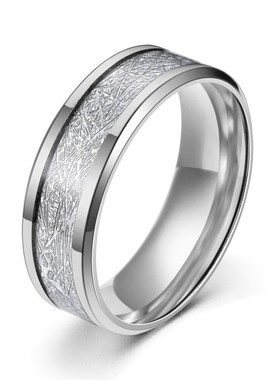 钛钢戒指男士雾凇文网红跨境欧美