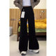 Women's spring and autumn velvet black micro-flared jeans