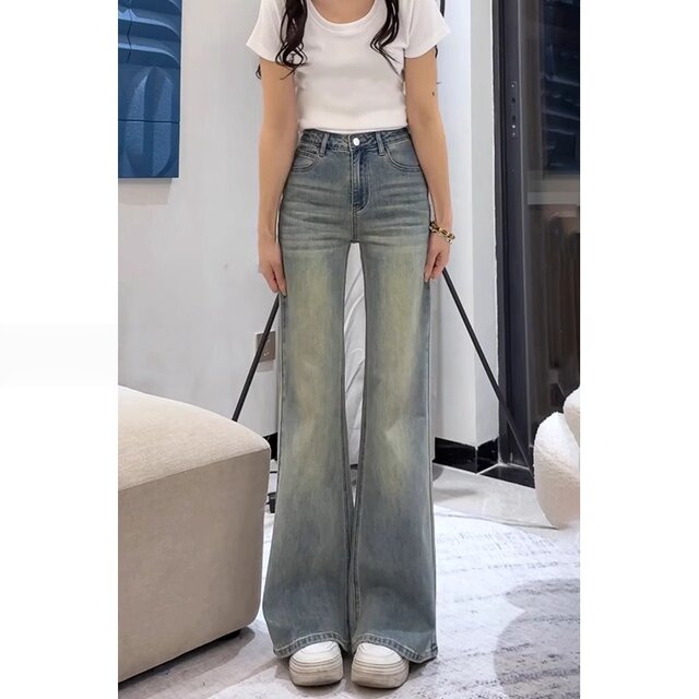 Jeans bootcut ລະດູໃບໄມ້ປົ່ງແລະດູໃບໄມ້ລົ່ນຂອງແມ່ຍິງທີ່ບໍ່ເຫມາະສົມກັບຂາແລະກາງເກງຍາວ