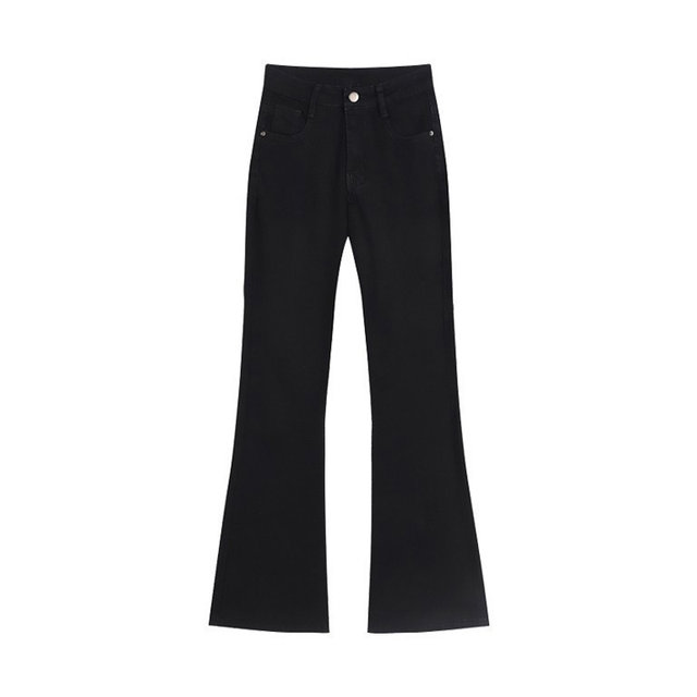 Women's spring and autumn velvet black micro-flared jeans