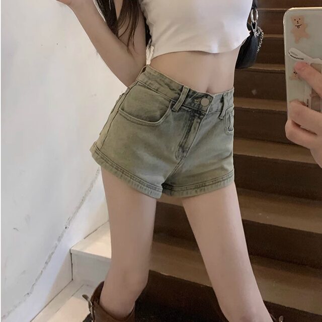 Summer ໃຫມ່ຮ້ອນເດັກຍິງອາເມລິກາສັ້ນ denim ສໍາລັບແມ່ຍິງ