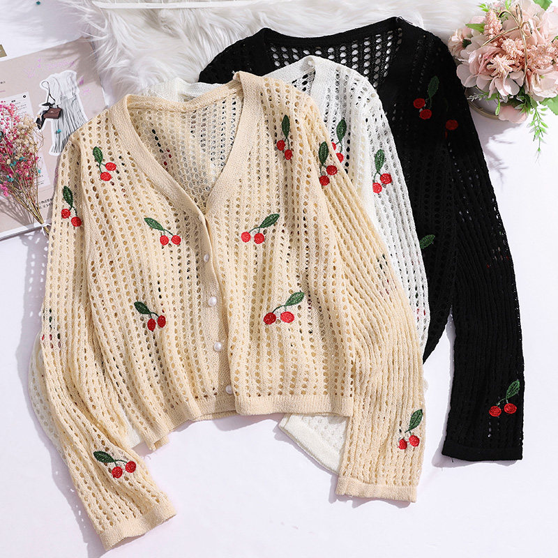 缕空针织开衫2020年秋季新款毛衣 秀依媚族毛针织衫