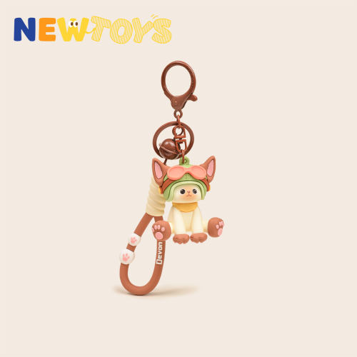 NewToys可爱飞行员德文猫小猫咪情侣车钥匙扣包书包挂件一对挂饰 - 图1