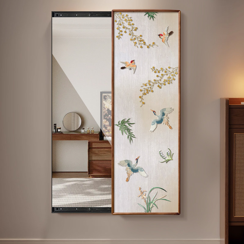 老钱风全身镜上墙隐藏式客厅卧室玄关门后穿衣镜装饰画推拉镜挂画,淘宝优惠券,粉丝福利购,淘宝优惠卷