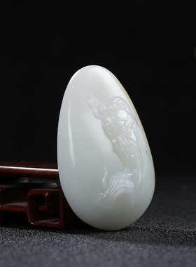 和田玉关公手把件玉石且末糖白玉