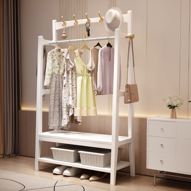 New Chinese-style solid wood household bedroom multi-functional clothes rack
