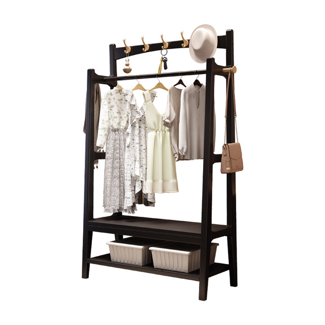 New Chinese-style solid wood household bedroom multi-functional clothes rack