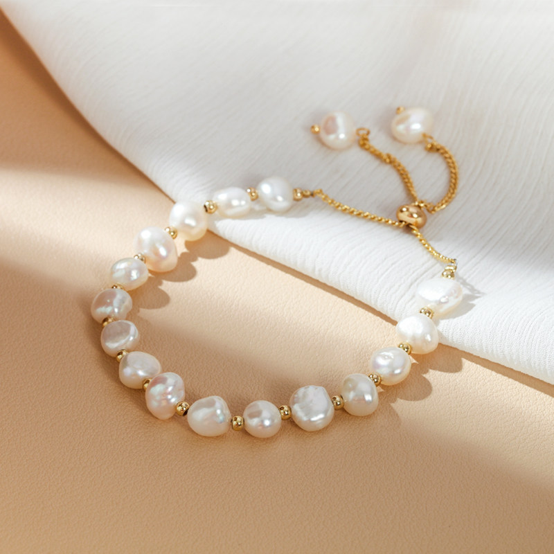 巴洛克天然淡水珍珠ins小众女手镯 简璨手链