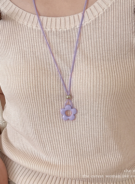 甜美多巴胺彩色花朵长款项链