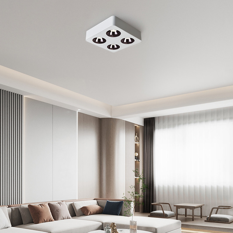 至御客厅吸顶天花灯四头方形盒子灯led斗胆格栅灯明装射灯040,淘宝优惠券,粉丝福利购,淘宝优惠卷