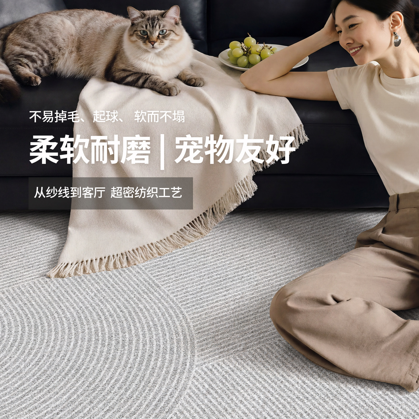 地毯客厅意式极简轻奢高级感现代简约2026新款免洗可擦防水地垫,淘宝优惠券,粉丝福利购,淘宝优惠卷