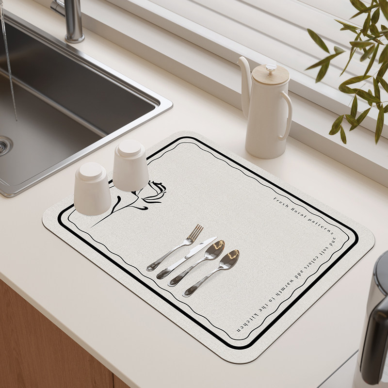 奶油风沥水垫厨房台面吸水垫卫生间洗手台牙刷杯碗筷盘碟垫子家用,淘宝优惠券,粉丝福利购,淘宝优惠卷