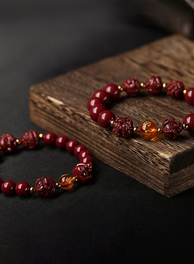 恋千萱朱砂三合六合手串