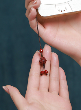 朱砂十二生肖手机挂绳链挂件吊坠刻字定制男女马年本命年饰品礼物