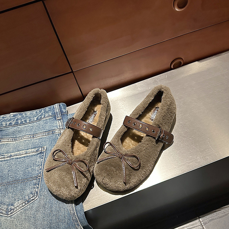 【花花推荐】TS一脚蹬加绒加厚毛毛保暖时尚单鞋女MTB57865B-X,淘宝优惠券,粉丝福利购,淘宝优惠卷