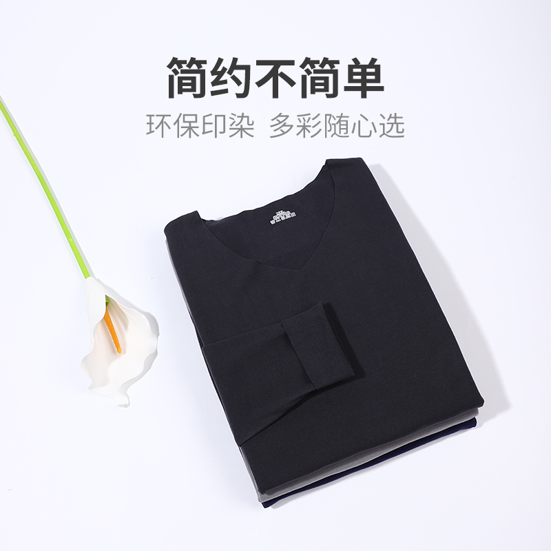 紫色花語保暖內衣男女情侶套裝雙面磨毛加絨發熱秋衣秋褲冬季打底_zisehy旗艦店_女士內衣_男士內衣_家居服