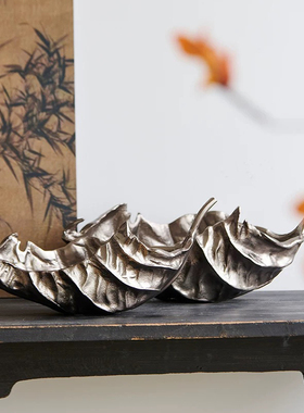 简约现代轻奢创意树叶造型果盘摆件样板间餐厅客厅茶几桌面装饰品