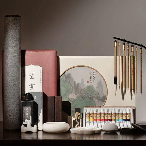 张小凤 Цветы, сладости, сладости и цветы Китайская живопись пигменты для начинающих набор подарочная коробка рисунок китайская живопись покраска чернил поставляет инструменты Полный набор подлинных тонких кисти Цвет цвета щетки для взрослых детей введение подарки