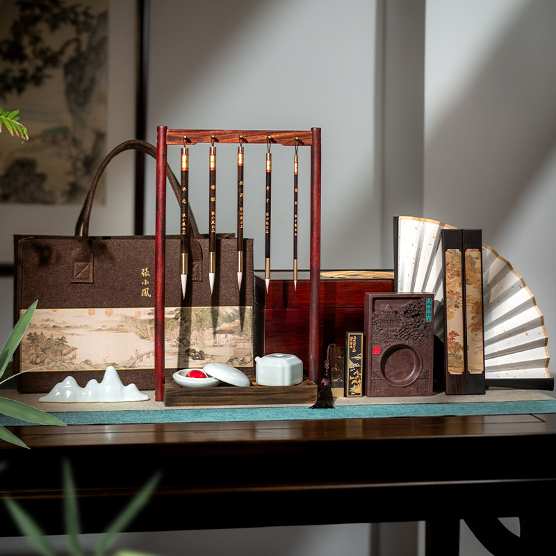 张小凤千里江山文房礼品盒砚台墨条 张小凤文房四宝