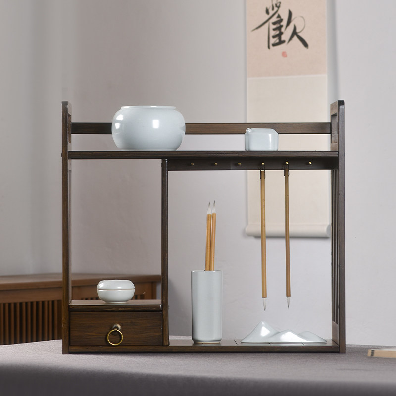 张小凤屿山毛笔笔架挂高档收纳盒 张小凤文房四宝