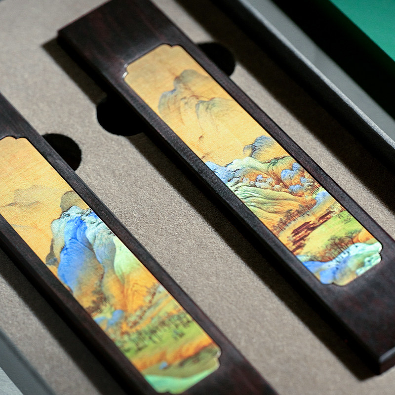 张小凤千里江山铜镇纸书法毛笔镇尺 张小凤文房四宝