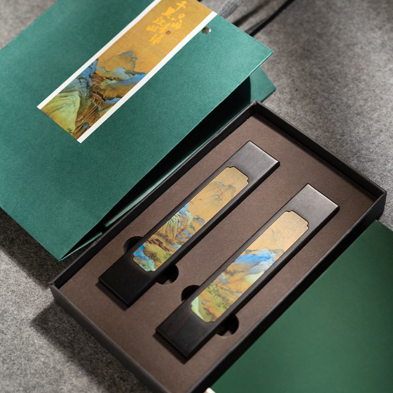 张小凤千里江山铜镇纸书法毛笔镇尺 张小凤文房四宝