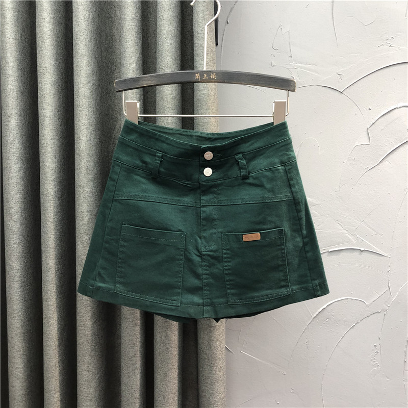 韩版高腰短裤裙2020年新款秋季裤 简兰顿牛仔裤