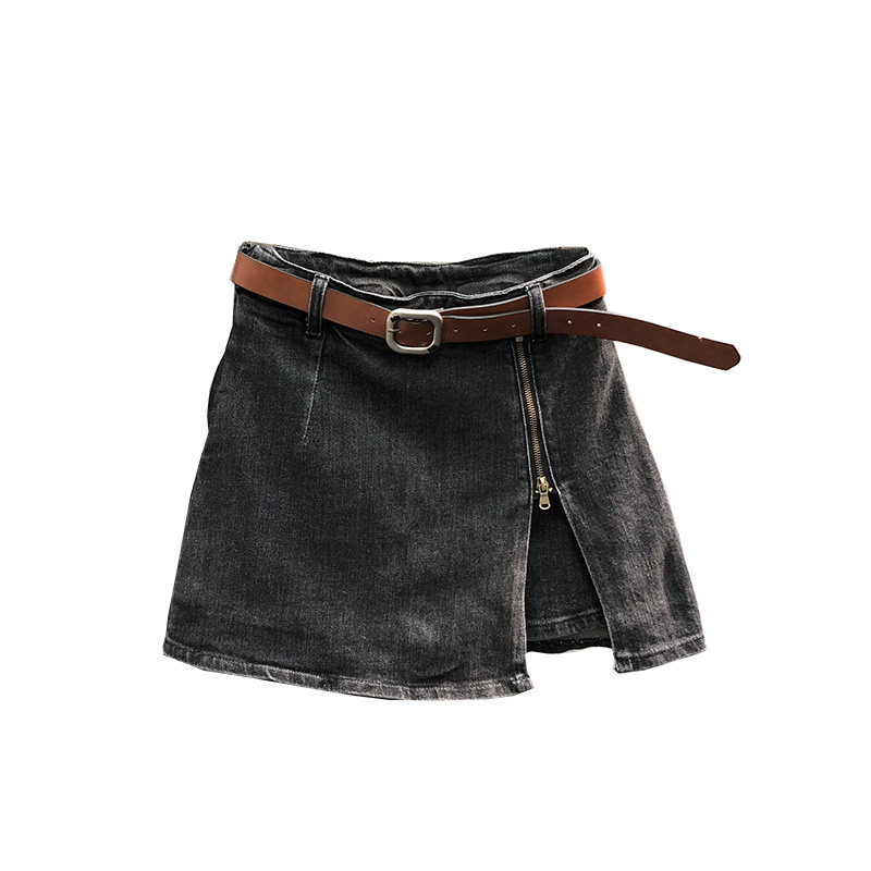 欧洲站高腰牛仔裤裙个性拉链短裤 简兰顿半身裙