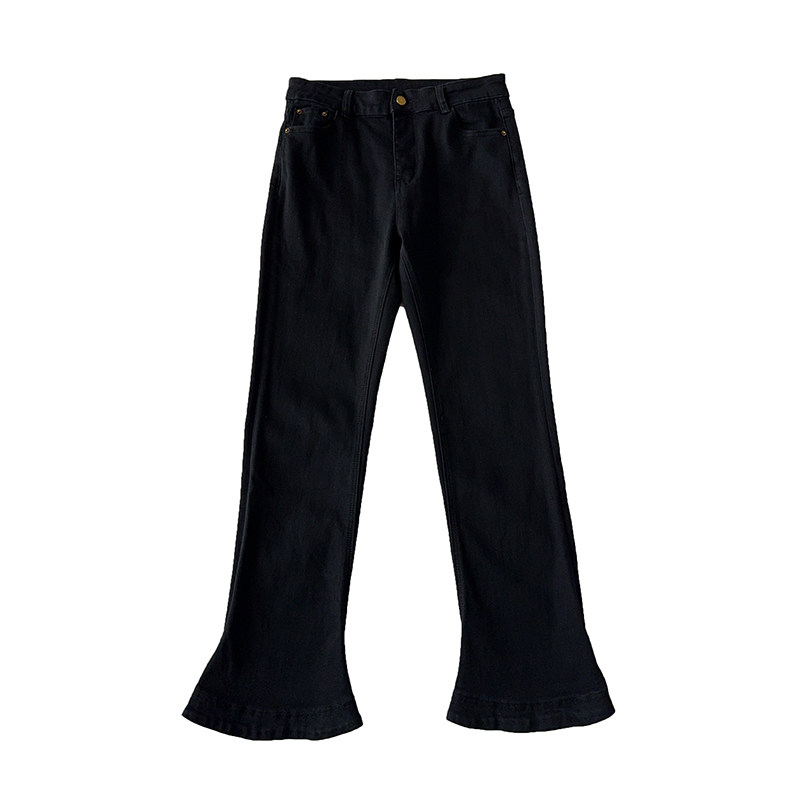 大码高个子黑色微喇牛仔裤女2025秋季高腰显瘦开叉女裤胖mm马蹄裤,淘宝优惠券,粉丝福利购,淘宝优惠卷