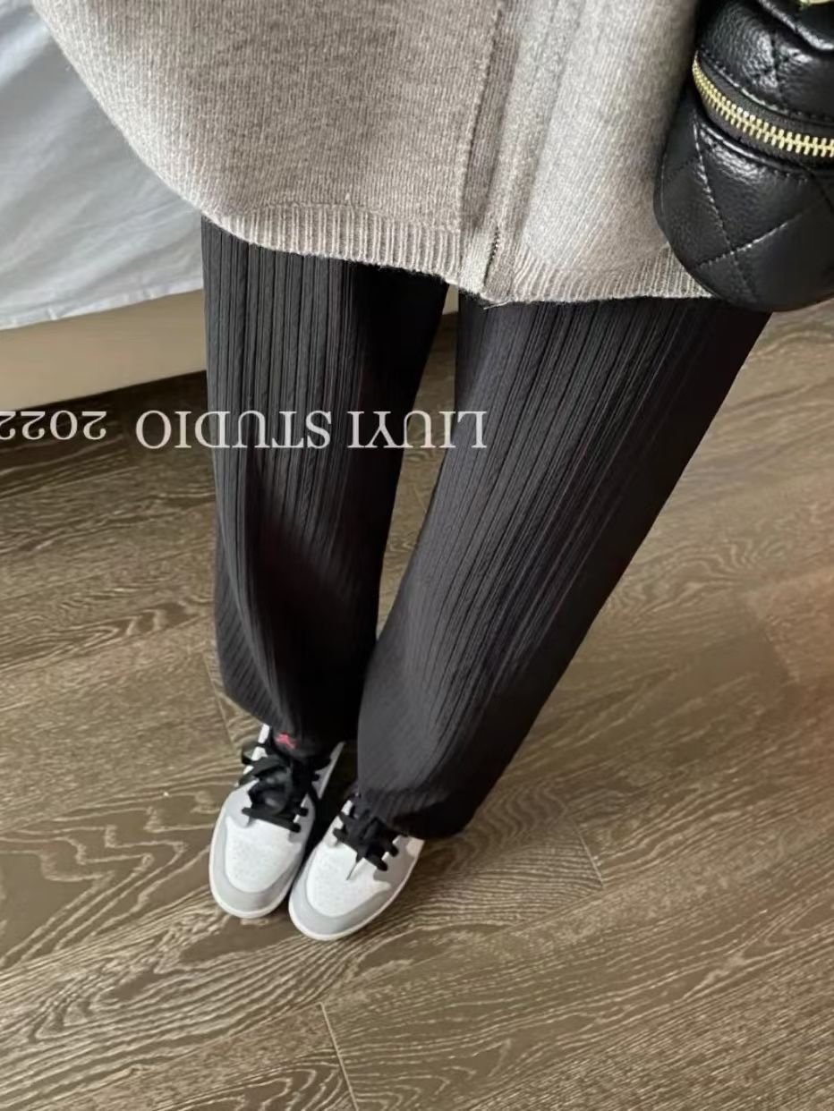 XX春季新款千葉褲紋理百皺闊腿褲垂感寬松闊腿褲冰涼夏季褲子_馬司令旗艦店_女裝_女士精品
